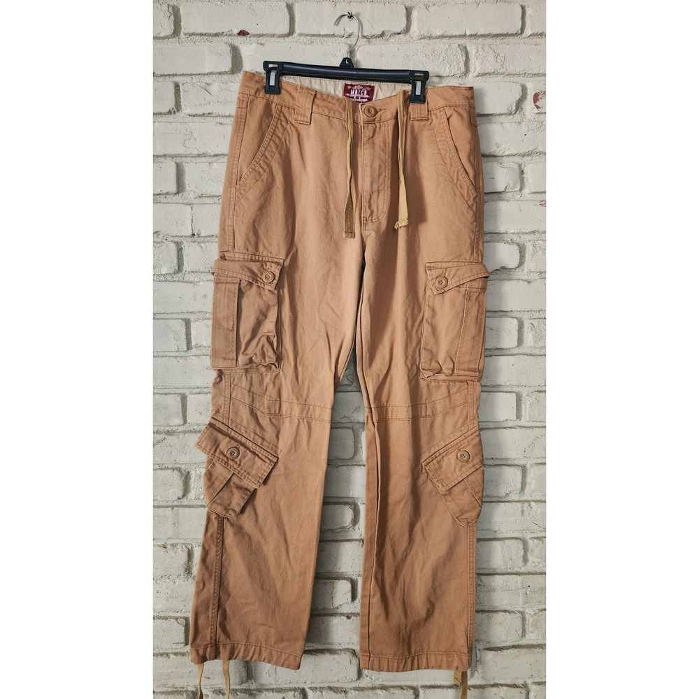 Matchstick Mens Tan Brown Cotton Cargo Pants